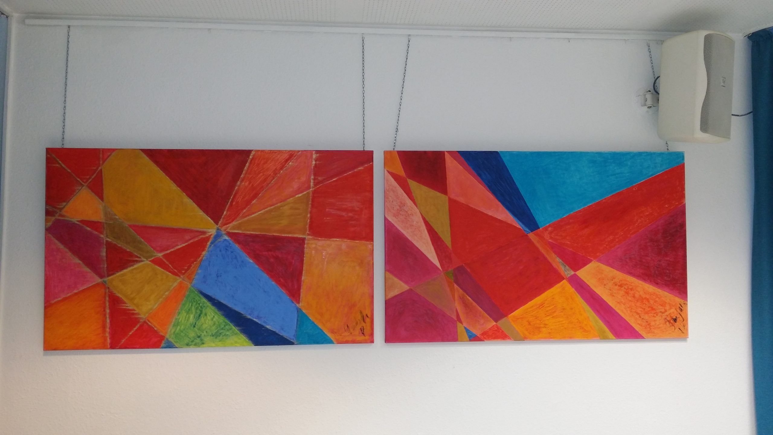 zweiteiliges Gemälde "heißes Blut und kaltes Blut"